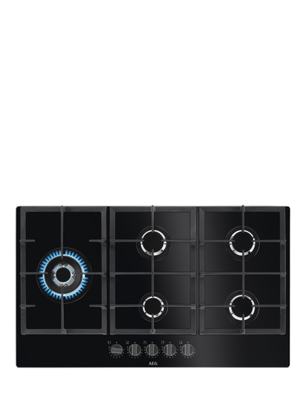 AEG HKB95820NB 90cm Integrated Gas Hob, Black, Black