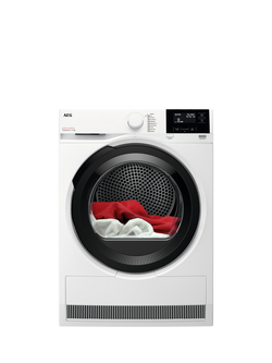 AEG TR719CT4B Freestanding Heat Pump Tumble Dryer, 9kg Load, White, White