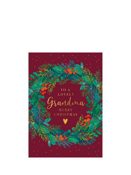 Art File Grandma Wreath Christmas Card, Multi