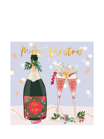 Belly Button Designs Both of You Champagne & Flutes Christmas Card, Multi