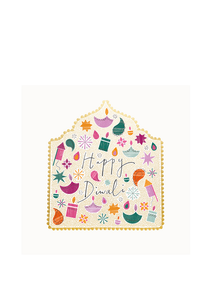 Woodmansterne Graphic Icons Dot Diwali Card, Multi
