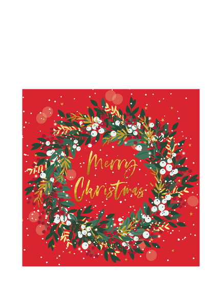 Belly Button Designs Merry Christmas Wreath Christmas Card, Multi