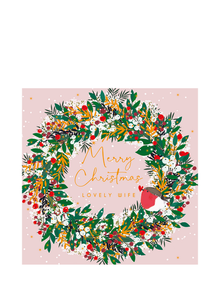 Belly Button Designs Wife Wreath Christmas Card, Multi