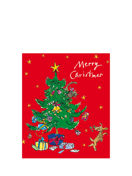 Woodmansterne Cat & Dog Tree Christmas Card, Multi