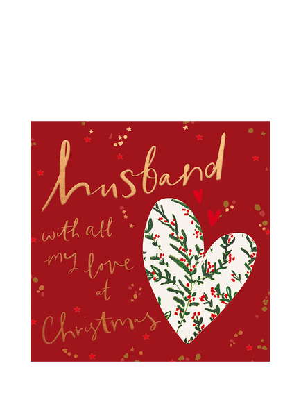 Woodmansterne Husband Heart Filled With Holly Christmas Card, Multi