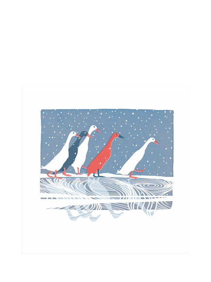 Woodmansterne Runner Ducks Christmas Card, Multi