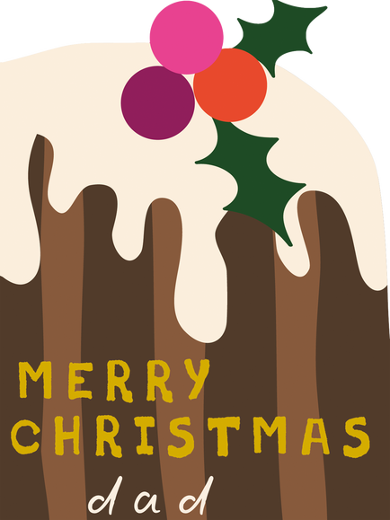 Caroline Gardner Dad Christmas Pudding Christmas Card, Multi