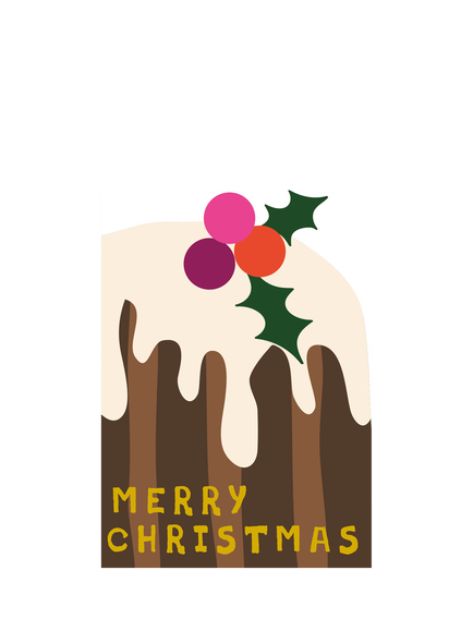 Caroline Gardner Die Cut Christmas Pudding Christmas Card, Multi