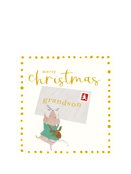 Caroline Gardner Grandson Mouse Christmas Card, Multi