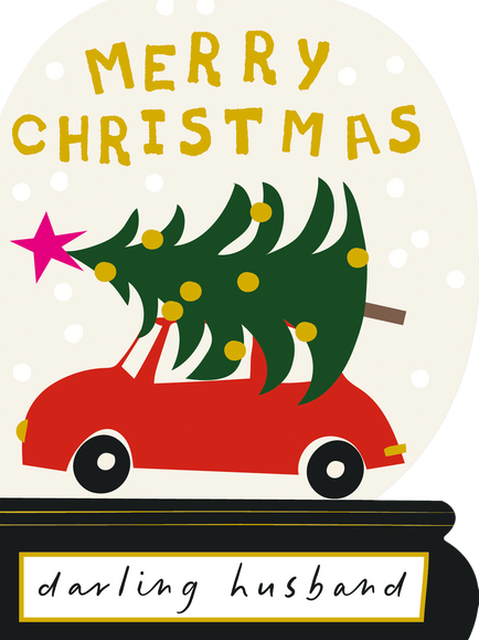 Caroline Gardner Husband Snowglobe Car Christmas Card, Multi