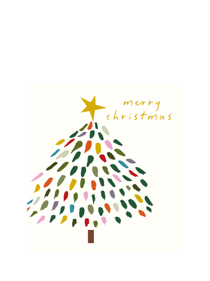 Caroline Gardner Multi Dash Tree Gold Star Christmas Card, Multi