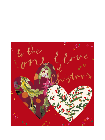 Woodmansterne Two Hearts With Foliage Christmas Card, Multi