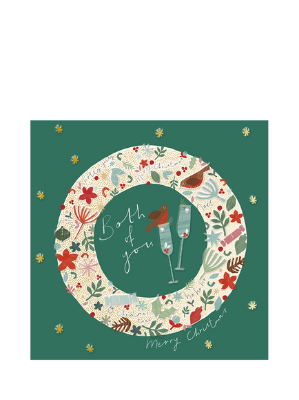 The Proper Mail Company Both Of You Wreath Glasses Christmas Card, Multi