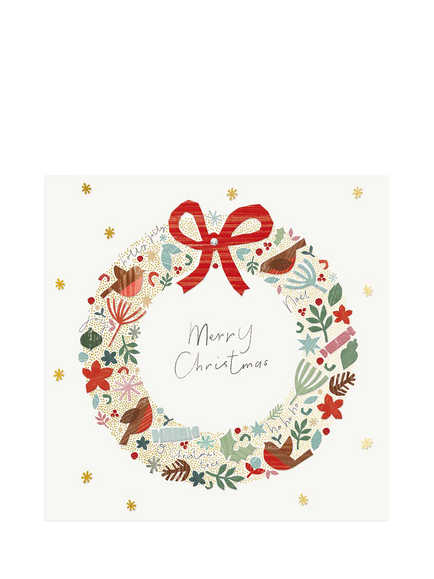 The Proper Mail Company Christmas Objects In Wreath Christmas Card, Multi