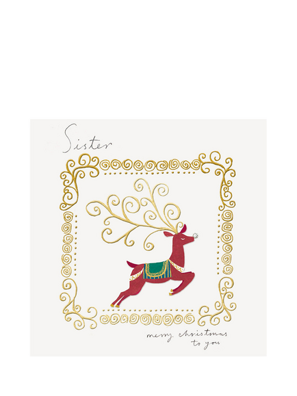 The Proper Mail Company Sister Dear With Curly Antlers Christmas Card, Multi