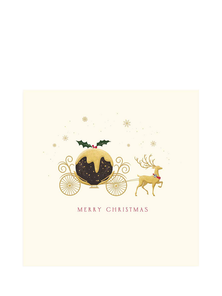 The Proper Mail Company Deer Christmas Pudding Christmas Card, Multi