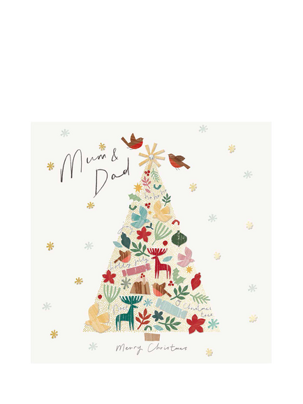 The Proper Mail Company Mum & Dad Tree Christmas Card, Multi