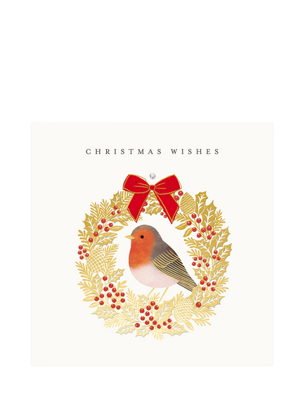 The Proper Mail Company Robin In Wreath Christmas Card, Multi