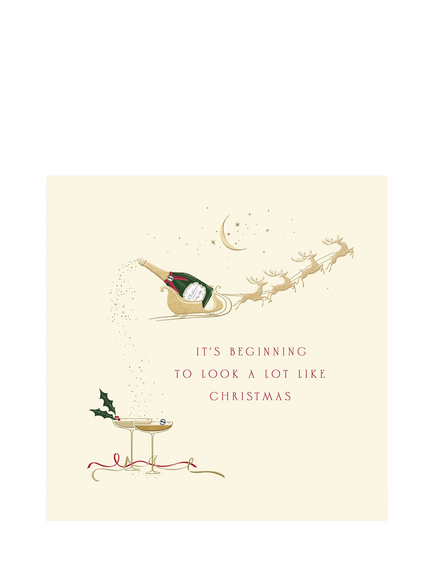 The Proper Mail Company Champagne Sleigh Christmas Card, Multi
