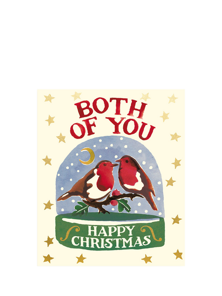 Emma Bridgewater Both Of You Robins Snowglobe Christmas Card, Multi