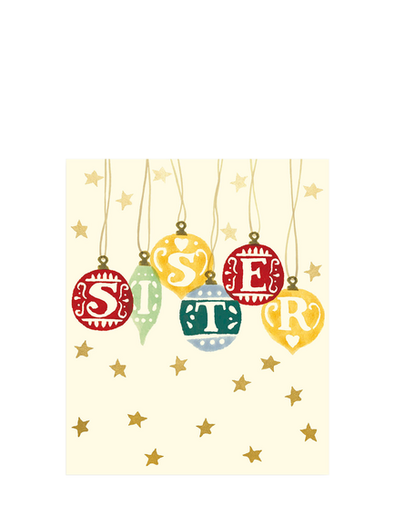 Emma Bridgewater Sister Baubles Christmas Card, Multi