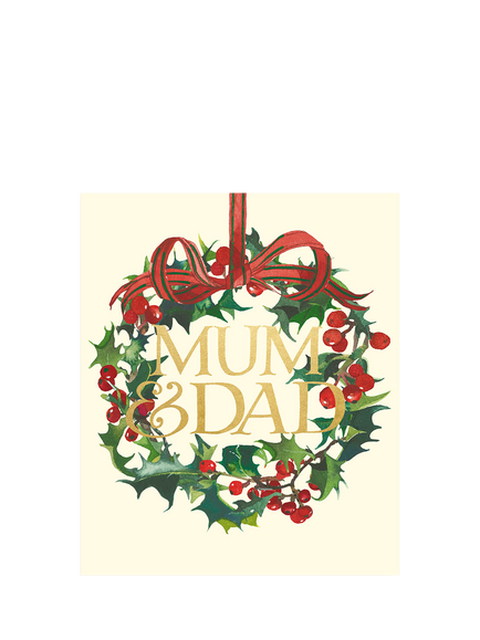 Emma Bridgewater Mum & Dad Berry Wreath Christmas Card, Multi