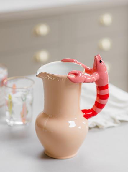 Yvonne Ellen Dolomite Lobster Jug, Pink Multi - view 2, Pink Multi