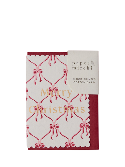 Paper Mirchi Bows Christmas Card, Multi