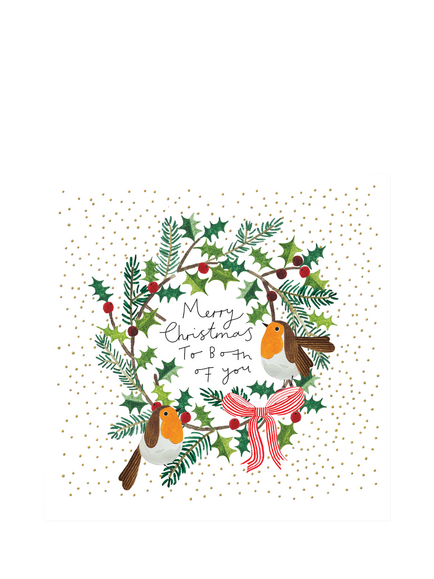 Rachel Ellen Both Of You Wreath & Robins Christmas Card, Multi