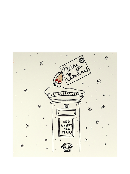Ruth Jackson Postbox Robin Christmas Card, Multi