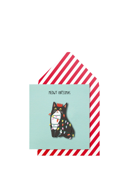 Tache Crafts Cat In Lights Christmas Card, Multi
