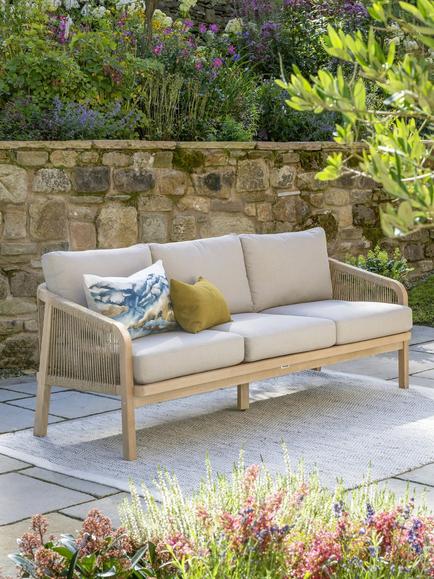 KETTLER Cora 3-Seater Garden Sofa, FSC-Certified (Acacia Wood), Smoke White - view 2, Natural