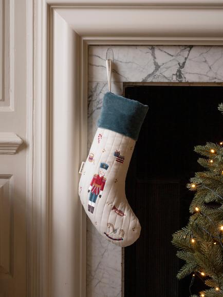Avery Row Nutcracker Christmas Stocking - view 2, Blue