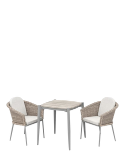 KETTLER Isla 2-Seater Square Garden Dining Bistro Table & Chairs Set, Mushroom, Mushroom