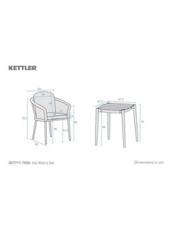 KETTLER Isla 2-Seater Square Garden Dining Bistro Table & Chairs Set, Mushroom - view 2, Mushroom