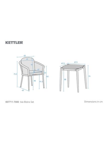 KETTLER Isla 2-Seater Square Garden Dining Bistro Table & Chairs Set, Mushroom - view 2, Mushroom