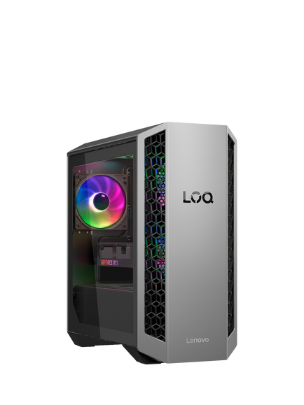 Lenovo LOQ Tower 26ADR10 Desktop Computer, AMD Ryzen 7 Processor, 16GB RAM, 1TB SSD, Luna Grey - view 2, Luna Grey