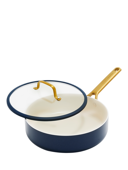 GreenPan Padova Reserve Ceramic Non-Stick Saute Pan & Glass Lid, 26cm, Oxford Blue, Oxford Blue