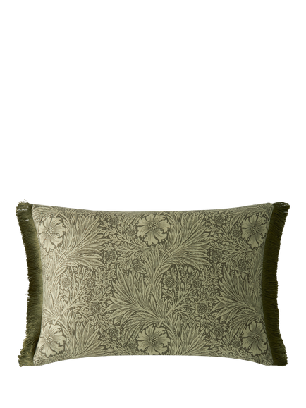 William Morris At Home Marigold Rectangular Cushion, Olive, Olive Green