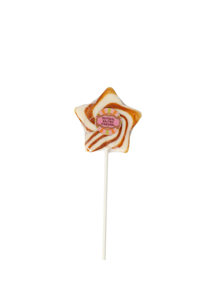 Natural Candy Salted Caramel Star Swirl Lollipop, 35g, Multi