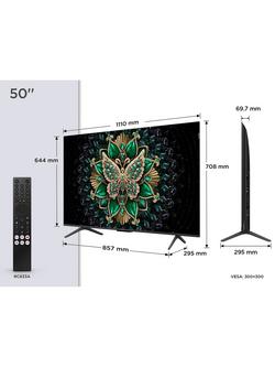 TCL 50C6K-UK (2025) QLED QD-Mini LED HDR 4K Ultra HD Smart TV, 50 inch  with Dolby Atmos, Black - view 2, Black