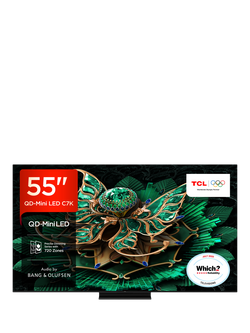 TCL 55C7K-UK (2025) QLED QD-Mini LED HDR 4K Ultra HD Smart TV, 55 inch  with Dolby Atmos, Black, Black