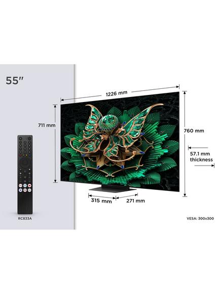 TCL 55C7K-UK (2025) QLED QD-Mini LED HDR 4K Ultra HD Smart TV, 55 inch  with Dolby Atmos, Black - view 2, Black