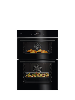 AEG TE7CP61B Built In Electric Double Oven, Black, Black