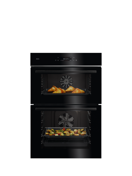AEG TE7CP61B Built In Electric Double Oven, Black, Black