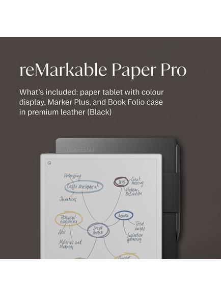 reMarkable Paper Pro Tablet, 11.8” Colour Display, with Marker Plus & Book Folio Case - view 2, Black Leather