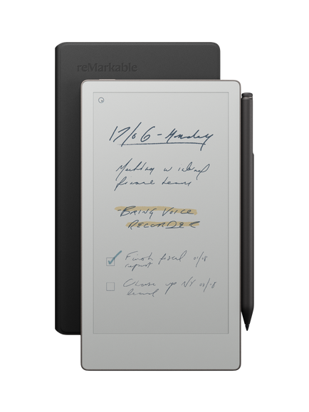 reMarkable Paper Pro Move Tablet, 7.3” Colour Display with Marker Plus & Book Folio Case, Black Leather