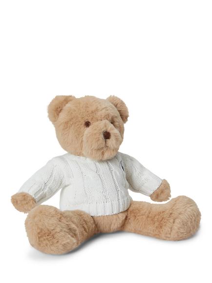 Ralph Lauren Polo Bear Cable Knit Jumper Plush Bear, Trophy Cream - view 2, Trophy Cream