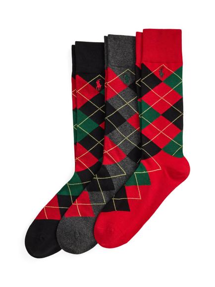 Polo Ralph Lauren Cotton Rich Argyle Socks Pack of 3, Multi, Multi Multi