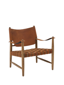 John Lewis OUTLET Rove Woven Leather Armchair, Like New, Tan Leather, Tan Leather